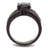 WildKlass Stainless Steel Ring IP Dark Brown (IP Coffee) Women AAA Grade CZ Amethyst-WildKlass Jewelry