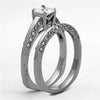 WildKlass Stainless Steel Wedding Ring High Polished (no Plating) Women AAA Grade CZ Clear-WildKlass Jewelry