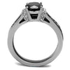WildKlass Stainless Steel Ring Two-Tone IP Black Women Synthetic Jet-WildKlass Jewelry