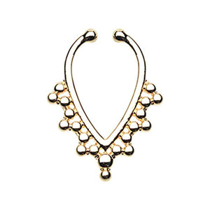 Golden Regent Drape Filigree WildKlass Fake Septum Clip-On Ring-WildKlass Jewelry