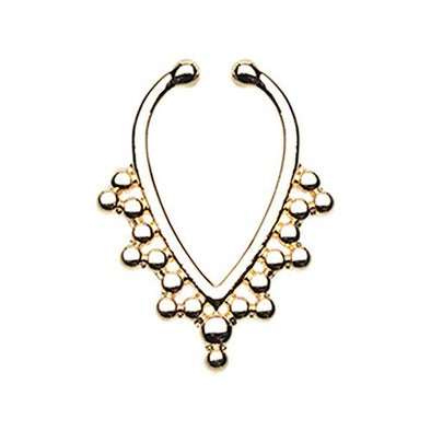 Golden Regent Drape Filigree WildKlass Fake Septum Clip-On Ring-WildKlass Jewelry