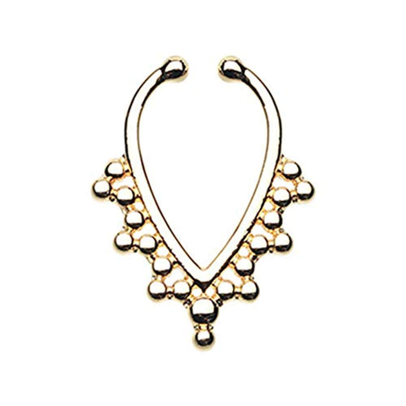 Golden Regent Drape Filigree WildKlass Fake Septum Clip-On Ring-WildKlass Jewelry