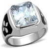 WildKlass Stainless Steel Ring High Polished (no Plating) Men AAA Grade CZ Clear-WildKlass Jewelry