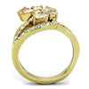 WildKlass Stainless Steel Ring IP Gold Women AAA Grade CZ Champagne-WildKlass Jewelry