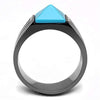 WildKlass Stainless Steel Ring IP Light Black (IP Gun) Men Synthetic Sea Blue-WildKlass Jewelry