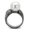 WildKlass Stainless Steel Ring IP Light Black (IP Gun) Women Synthetic White-WildKlass Jewelry