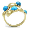 WildKlass Stainless Steel Ring IP Gold Women Semi-Precious Sea Blue-WildKlass Jewelry