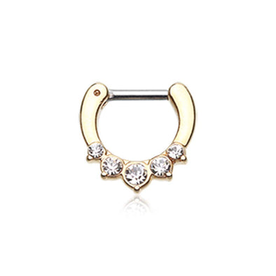 Golden Multi-Gem Precia WildKlass Septum Clicker-WildKlass Jewelry