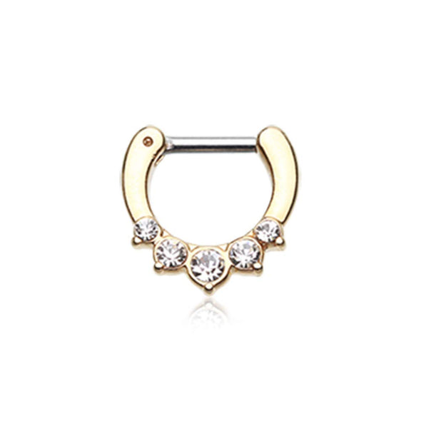 Golden Multi-Gem Precia WildKlass Septum Clicker-WildKlass Jewelry
