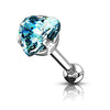 Heart CZ Pronged WildKlass Tragus/Cartilage Piercing Stud 316L Surgical Steel-WildKlass Jewelry