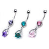 WildKlass Half Moon Holding Star Gem Dangle Charm Belly Ring-WildKlass Jewelry