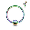One Side Fixed Ball Ring IP Over 316L Surgical Steel WildKlass for Ear Cartilage, Nose and More-WildKlass Jewelry