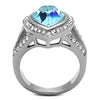 WildKlass Stainless Steel Ring High Polished (no Plating) Women Top Grade Crystal Sea Blue-WildKlass Jewelry
