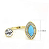 WildKlass Stainless Steel Ring IP Gold Women Synthetic Turquoise-WildKlass Jewelry
