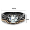 WildKlass Stainless Steel Ring IP Light Black & IP Light Coffee Women AAA Grade CZ Clear-WildKlass Jewelry