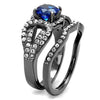 WildKlass Stainless Steel Ring IP Light Black (IP Gun) Women Synthetic London Blue-WildKlass Jewelry