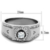 WildKlass Stainless Steel Ring High Polished (no Plating) Men AAA Grade CZ Clear-WildKlass Jewelry