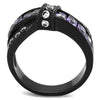 WildKlass Stainless Steel Ring IP Black Women AAA Grade CZ Amethyst-WildKlass Jewelry