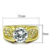 WildKlass Stainless Steel Pave Ring IP Gold Women AAA Grade CZ Clear-WildKlass Jewelry