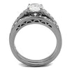 WildKlass Stainless Steel Ring High Polished Women AAA Grade CZ Clear-WildKlass Jewelry