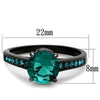 WildKlass Stainless Steel Ring IP Black Women Synthetic Blue Zircon-WildKlass Jewelry