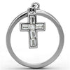 WildKlass Stainless Steel Cross Ring High Polished (no Plating) Women AAA Grade CZ Clear-WildKlass Jewelry
