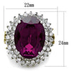 WildKlass Stainless Steel Ring Two-Tone IP Gold Women Top Grade Crystal Amethyst-WildKlass Jewelry