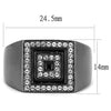 WildKlass Stainless Steel Ring IP Light Black (IP Gun) Men Top Grade Crystal Clear-WildKlass Jewelry