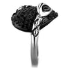 WildKlass Stainless Steel Ring Two-Tone IP Black Women Top Grade Crystal Jet-WildKlass Jewelry