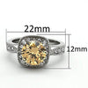WildKlass Stainless Steel Halo Ring High Polished (no Plating) Women AAA Grade CZ Champagne-WildKlass Jewelry