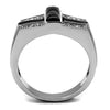 WildKlass Stainless Steel Ring High Polished Men Semi-Precious Jet-WildKlass Jewelry