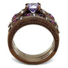 WildKlass Stainless Steel Ring IP Coffee Light Women AAA Grade CZ Amethyst-WildKlass Jewelry
