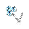 WildKlass Opalite Crystal Stone Set Triangle 316L Surgical Steel L Bend Nose Stud Rings-WildKlass Jewelry