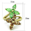 WildKlass Stainless Steel Ring IP Gold Women Top Grade Crystal Multi Color Flower-WildKlass Jewelry