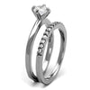 WildKlass Stainless Steel Ring High Polished (no Plating) Women AAA Grade CZ Clear-WildKlass Jewelry