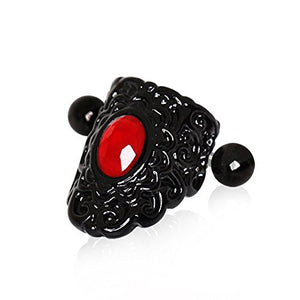 Gothic Black & Red Lace WildKlass Cartilage Ear Cuff Earring-WildKlass Jewelry