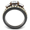 WildKlass Stainless Steel Ring IP Light Black & IP Light Coffee Women AAA Grade CZ Clear-WildKlass Jewelry