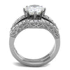 WildKlass Stainless Steel Ring High Polished Women AAA Grade CZ Clear-WildKlass Jewelry