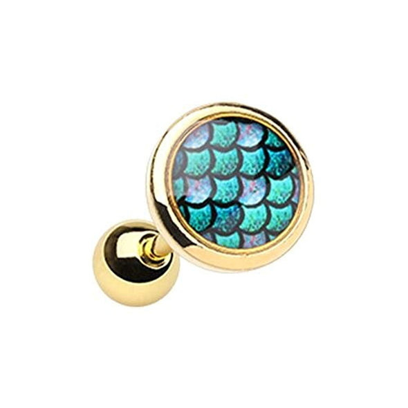 Golden Mermaid Scales WildKlass Cartilage Tragus Earring-WildKlass Jewelry