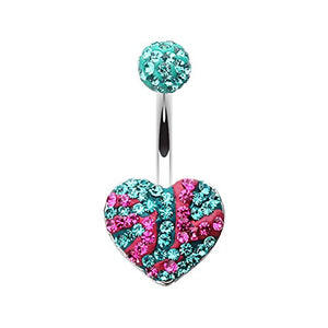 Majestic Stripe Heart Multi-Sprinkle Dot WildKlass Belly Button Ring-WildKlass Jewelry