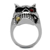 WildKlass Stainless Steel Skull Ring Two-Tone IP Gold Men Top Grade Crystal Siam-WildKlass Jewelry