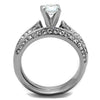 WildKlass Stainless Steel Ring High Polished (no Plating) Women AAA Grade CZ Clear-WildKlass Jewelry