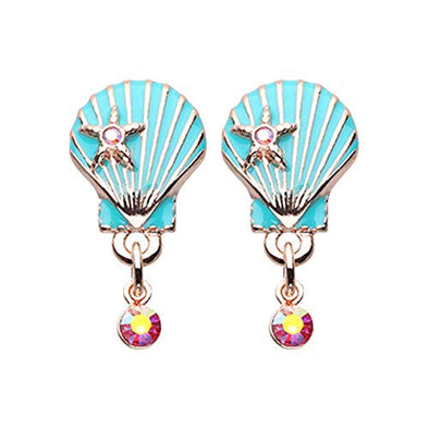Rose Gold Ariel's Seashell Star WildKlass Ear Stud Earrings-WildKlass Jewelry