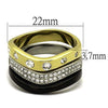 WildKlass Stainless Steel Ring IP Gold+ IP Black Women Top Grade Crystal Clear-WildKlass Jewelry