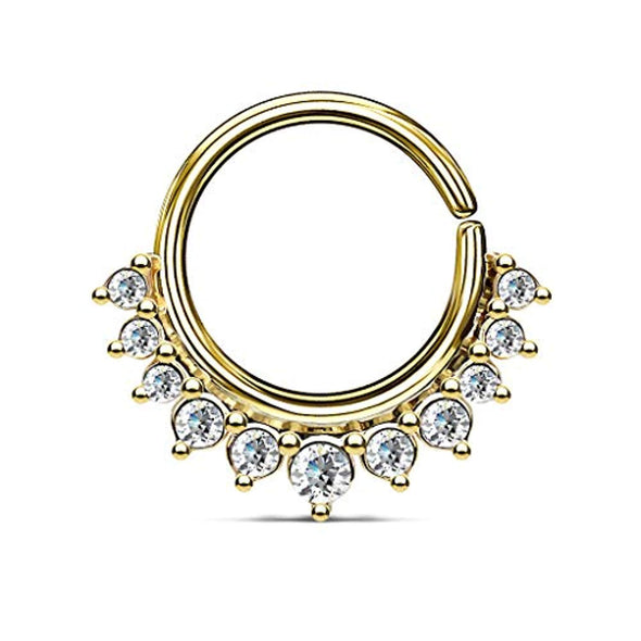 WildKlass Crystal Paved Half Circle Bendable Nose Septum and Ear Cartilage Hoops-WildKlass Jewelry