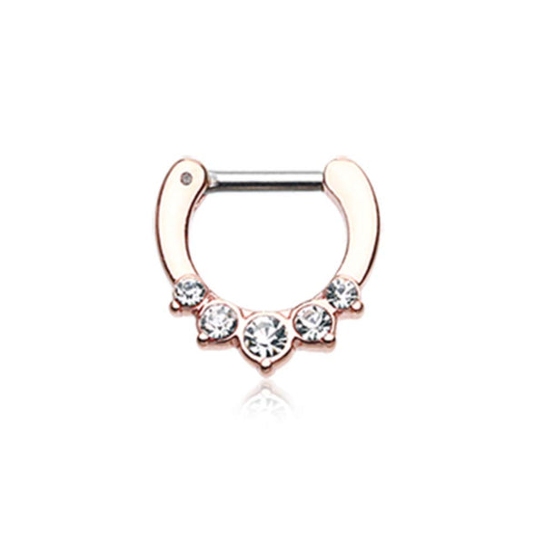 Rose Gold Multi-Gem Precia WildKlass Septum Clicker-WildKlass Jewelry