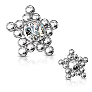 WildKlass CZ Center Ball Clusters Star Internally Threaded 316L Surgical Steel Dermal Top-WildKlass Jewelry