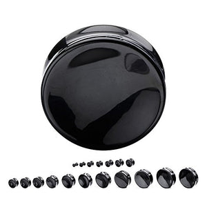 Double Flared Black Onyx Saddle WildKlass Plugs-WildKlass Jewelry