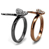 WildKlass Stainless Steel Ring IP Light Black & IP Light Coffee Women Top Grade Crystal Clear-WildKlass Jewelry
