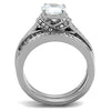 WildKlass Stainless Steel Ring High Polished (no Plating) Women AAA Grade CZ Clear-WildKlass Jewelry